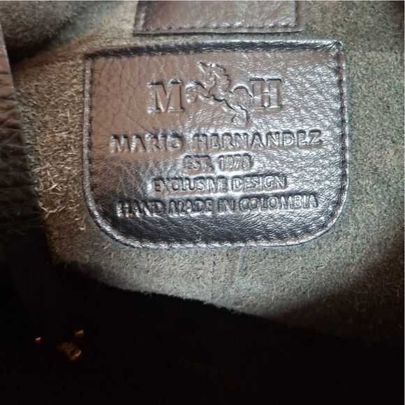 Mario Hernandez Butterfly Embossed Leather Patchwork Bucket Bag - Picture 7 of 8